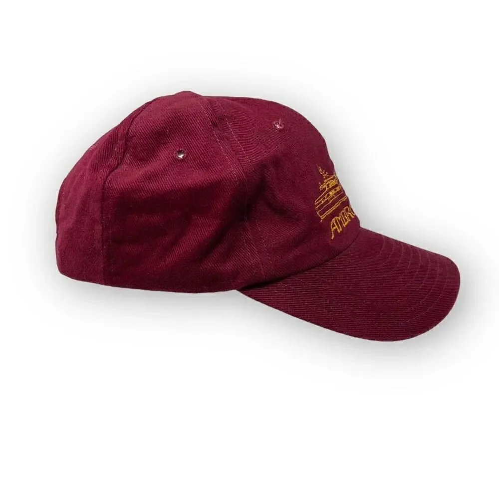 Vintage Ambrosiana Made in USA SnapBack Hat Cap Maroon Yellow Embroidery OSFM